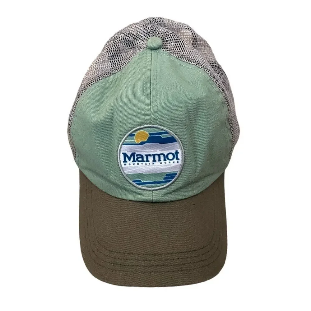 Marmot Green Gray Snap Back Baseball Hat